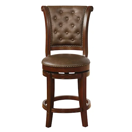 Traditional Swivel Counter Height Bar Stool with Button Tufting