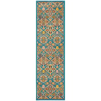 2'3" x 7'6" Turquoise Ivory Runner Rug