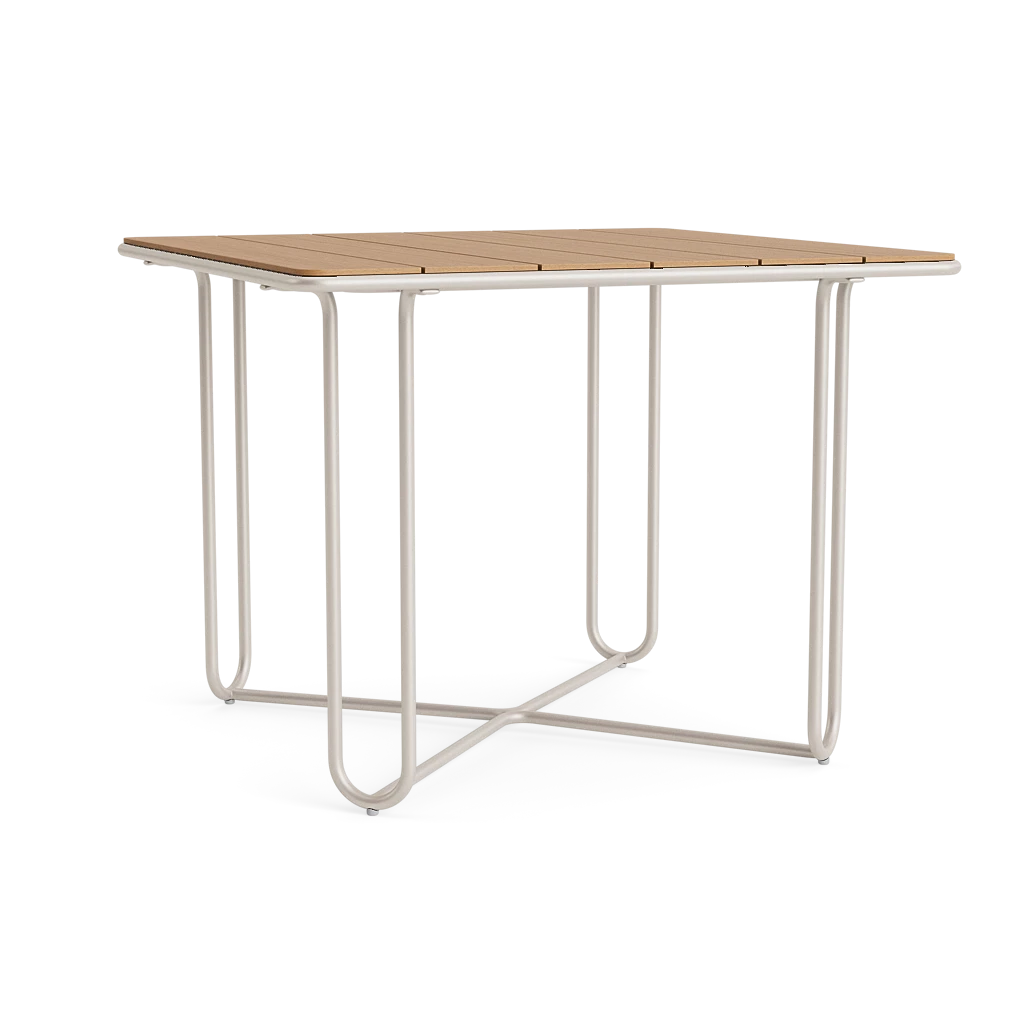 38" Square Aluminum Dining Table w/Teak Top