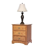 Transitional 3-Drawer Nightstand in Fruitwood Finish
