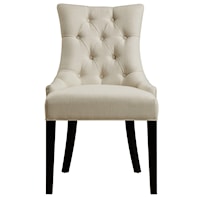 Transitional Button Tufted Upholstered Dining Chair in Celine Flour