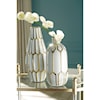 Ashley Furniture Signature Design Accents Mohsen Gold Finish/White Vase Set
