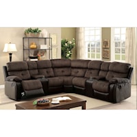 Transitional Reclining Sectional Sofa with Two Consoles
