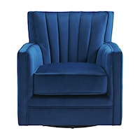 Contemporary Upholstered Swivel Accent Chair with Channel Tufted Back