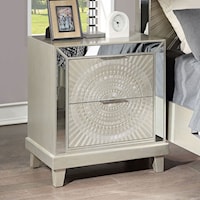 Glam Nightstand with USB Charger and Hidden Jewelry Drawer