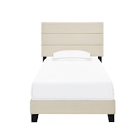 Transitional Twin One Box Slat Bed in Linen