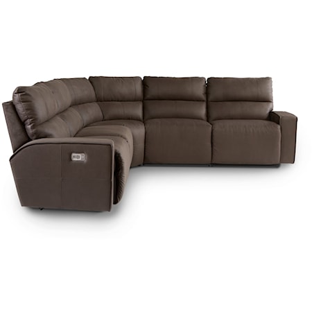 Casual 4-Seat Power Reclining Sectional Sofa with Power Headrests & Lumbar