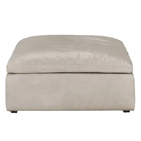 Cocktail Ottoman in Beige Leather