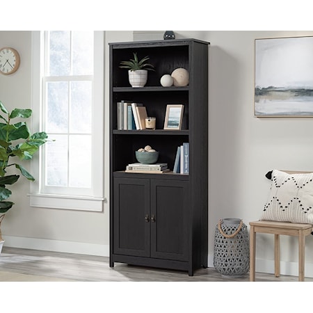 Farmhouse Library Bookcase with Adjustable Shelves