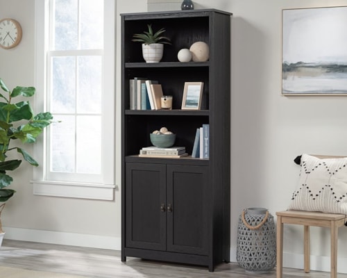 Farmhouse Library Bookcase with Adjustable Shelves