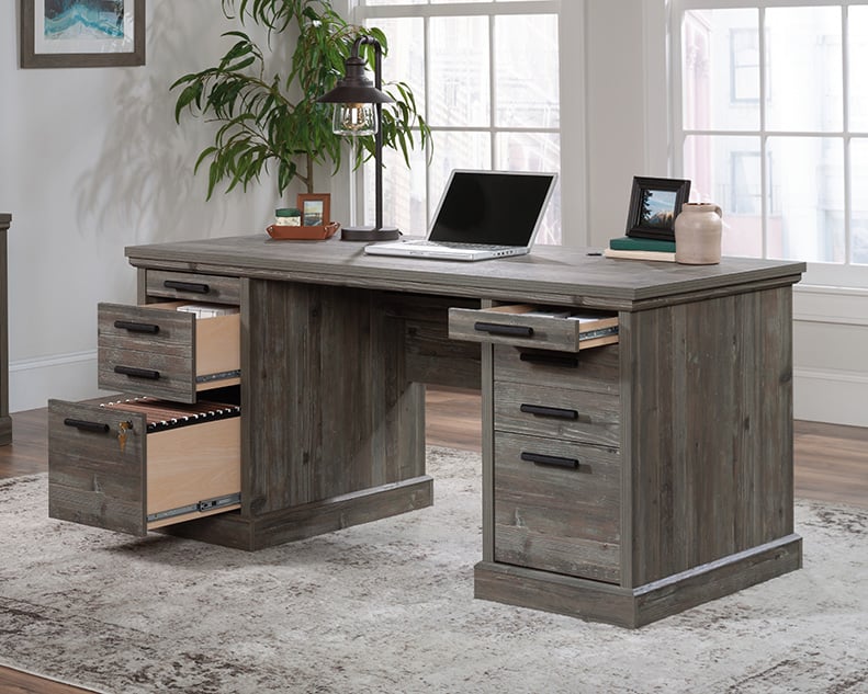 Sauder Aspen Post Aspen Post Double Pedestal Executive Desk