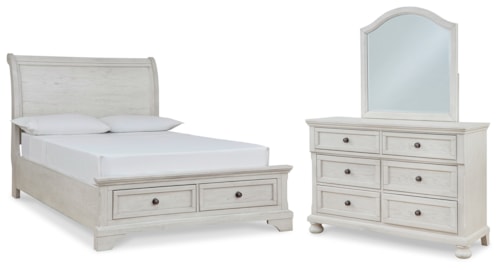 Full Sleigh Storage Bed, Dresser And Mirror