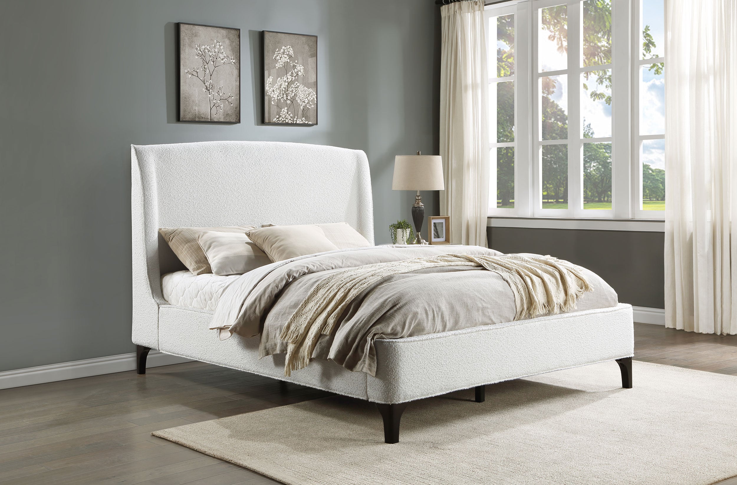 Mosby Queen Wingback Bed Snow