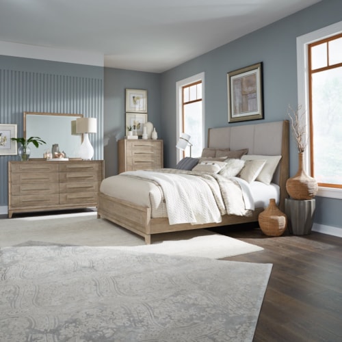 Contemporary 4-Piece Queen Upholstered Bedroom Set with Chest
