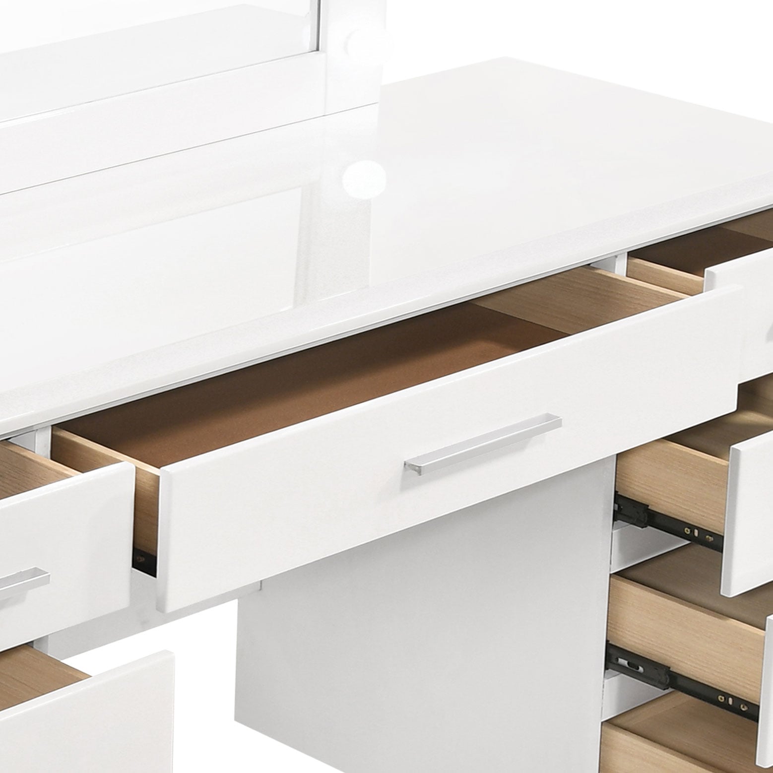 9-Drawer Vanity Table w/ Lighted Mirror