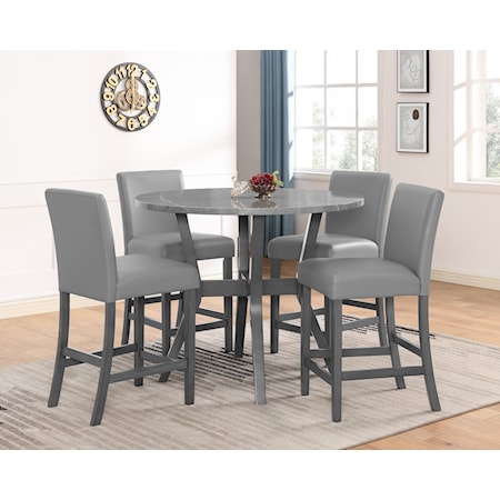 Judson Contemporary 5-Piece Counter Height Glitter Grey Dining Set