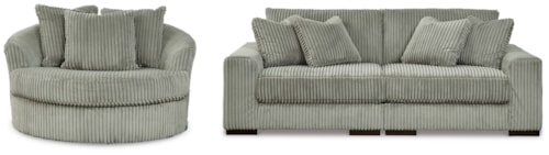 2-Piece Sectional Sofa And Oversized Swivel Accent Chair