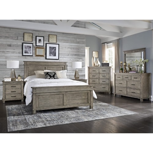 Transitional 5-Piece Queen Panel Bedroom Group