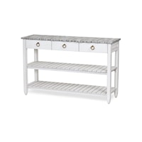 Coastal Picket Fence 3-Drawer Entertainment Center with Open Shelving - Grey