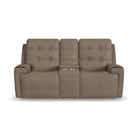 Casual Power Reclining Console Loveseat with Power Headrests and USB Charging