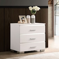 Contemporary 3 Drawer Nightstand with Chrome Accents