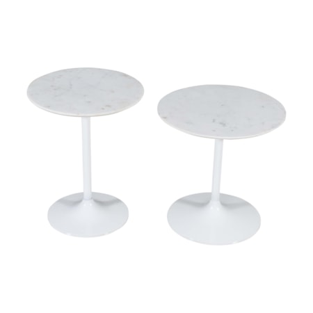 Nesting Table - Set of 2 - White on White