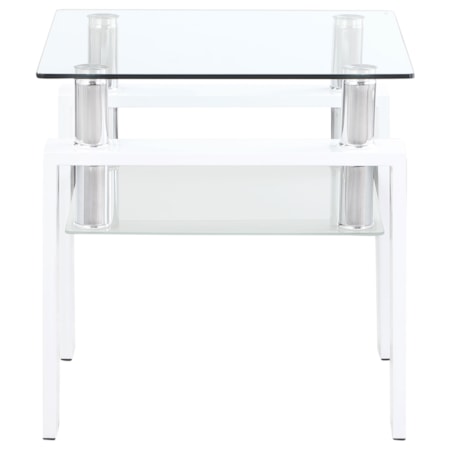 Dyer 1-Shelf Glass Top Side End Table