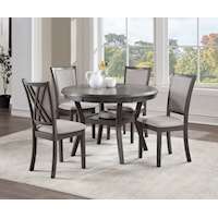 Transitional 5-Piece Dining Set with 47" Round Table