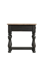 Riverside Furniture Barrington Two Tone Transitional End Table with Top Drawer and Open Bottom Shelf