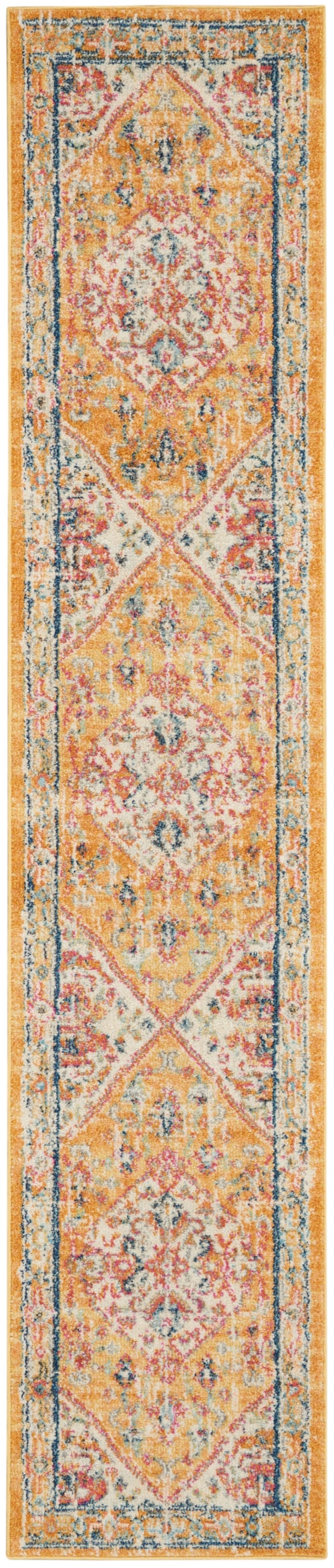 2'2" x 10' Ivory/Yellow Runner Rug