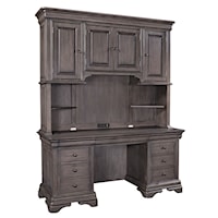 Traditional Desk and Hutch with Power Outlets and Adjustable Shelves