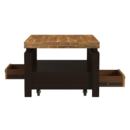 Rectangular Cocktail Table w/Push Drawers