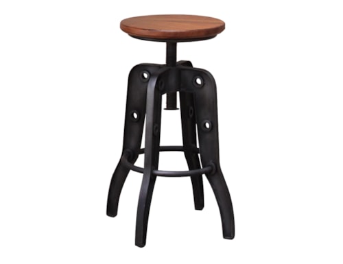 Rustic 24-30"  Adjustable Height Stool with Iron Base