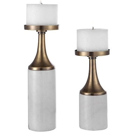 Castiel Marble Candleholders, Set/2