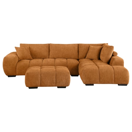 Camacho Sectional Sofa w/ Ottoman Set Orange