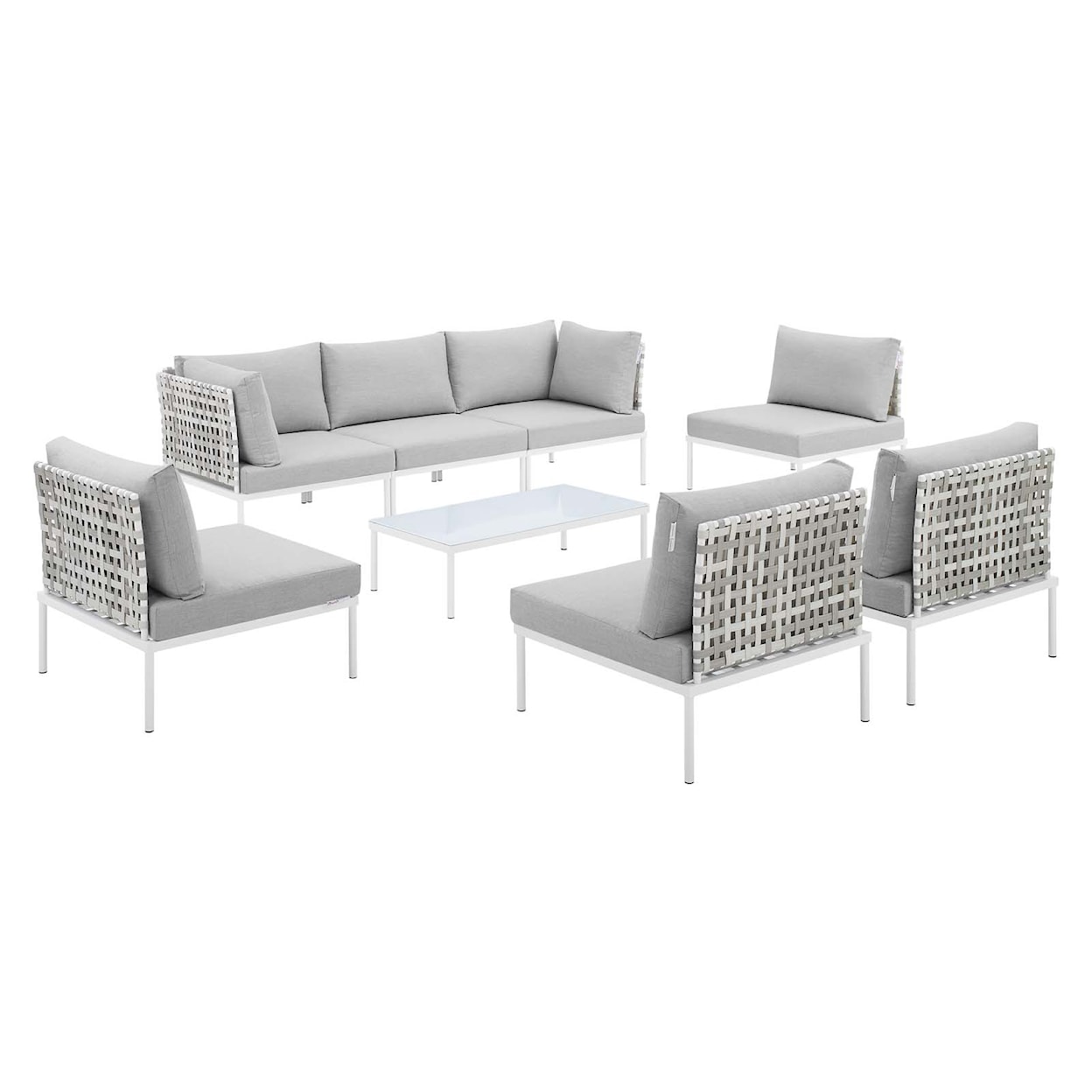 Modway Harmony Outdoor 8-Piece Aluminum Sectional Sofa Set