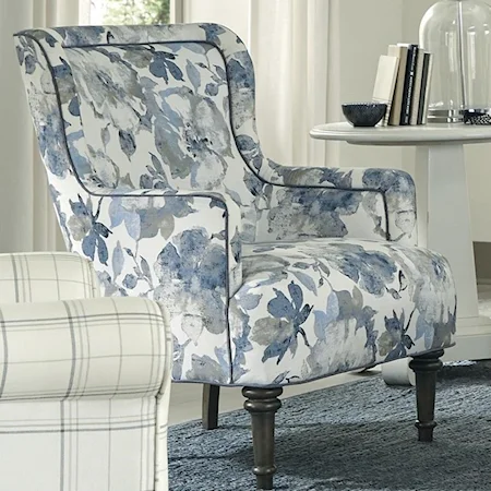 Traditional Wing Accent Chair with Turned Legs