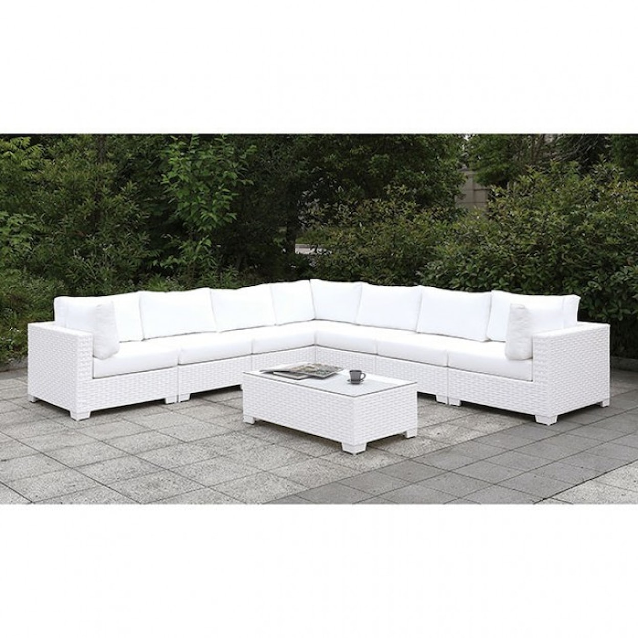Furniture of America Somani L-Sectional + Coffee Table
