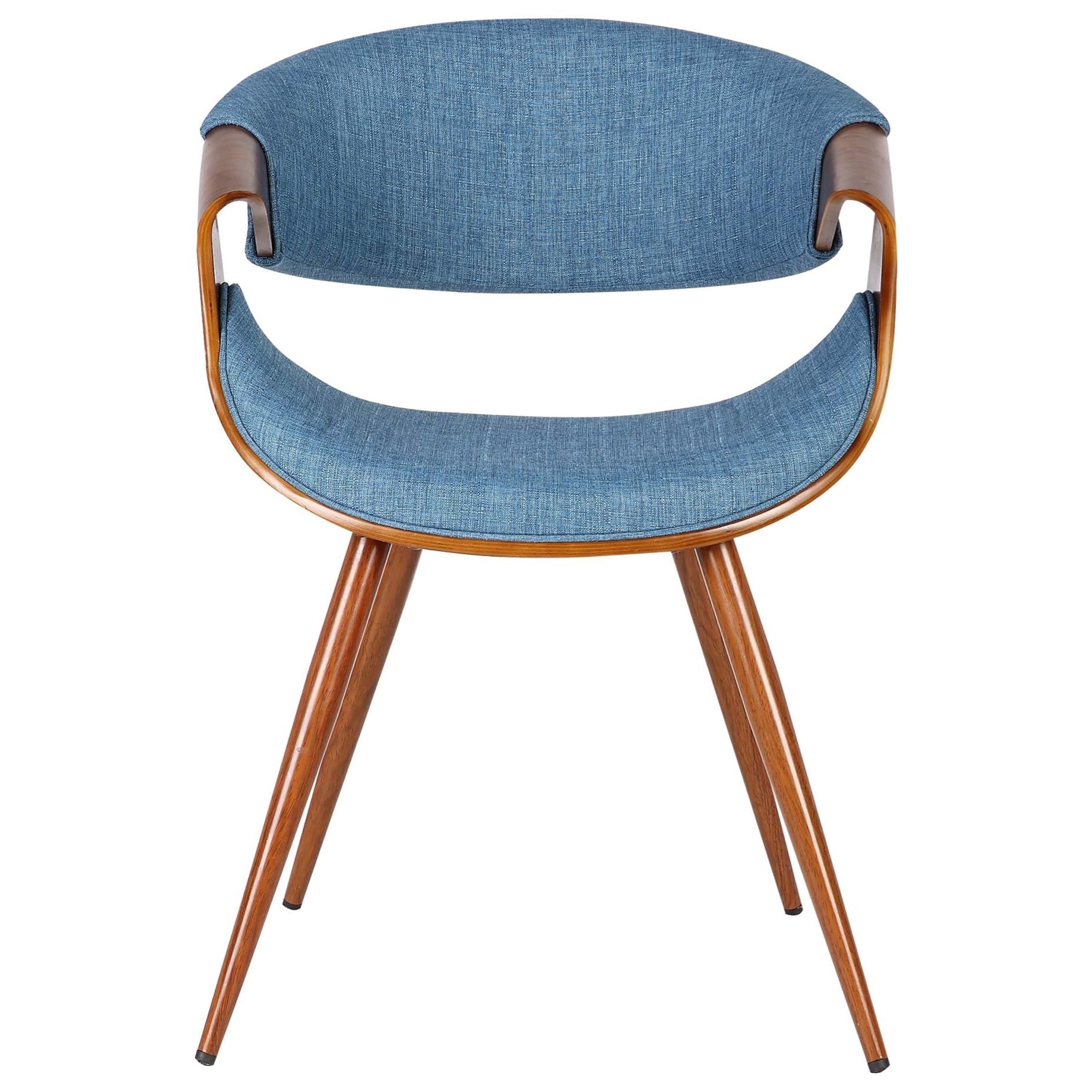 Mid-Century Dining Chair in Blue Fabric