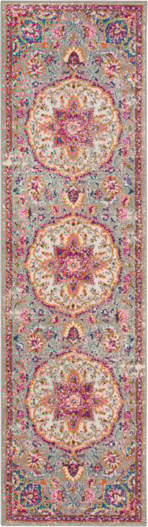 2'2" x 7'6" Grey/Multi Runner Rug