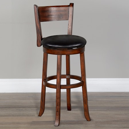 30"H Swivel Barstool, Cushion Seat & Back