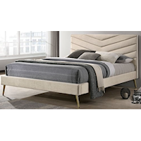 Contemporary King Bed with Upholstered Headboard