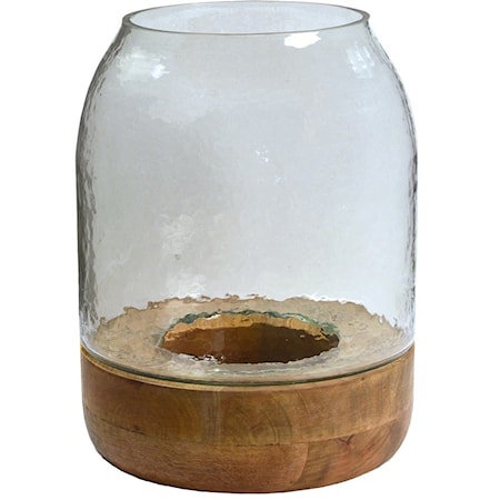 Hurricane Jar with Wooden Base