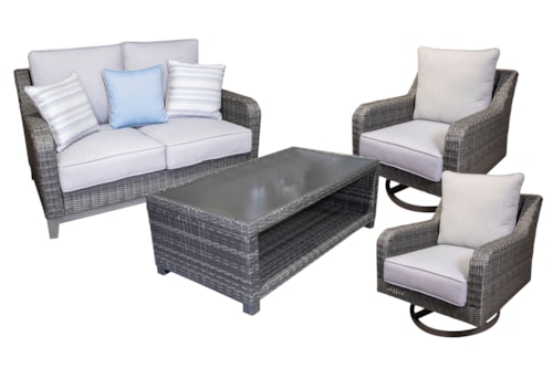 Outdoor Loveseat, 2 Lounge Chairs And Coffee Table
