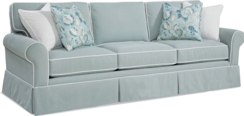 Casual Estate Sofa with Rolled Arms and Skirt