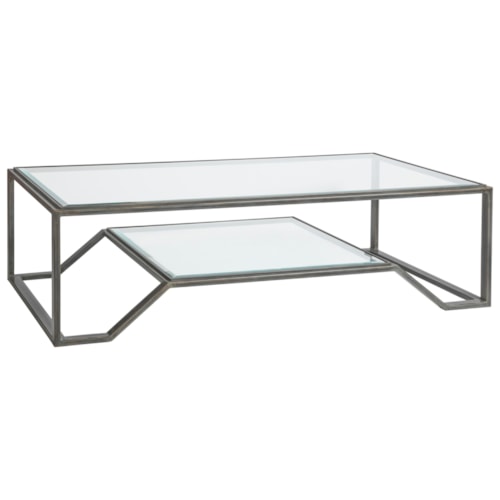 Byron Contemporary Rectangular Cocktail Table with Glass Top