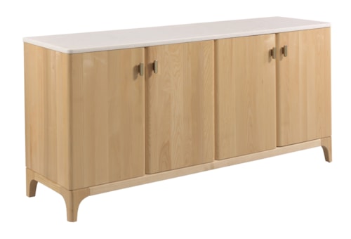 Transitional 4-Door Credenza with Marble Top