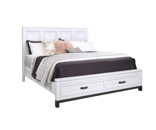 Transitional Queen Storage Panel Bed