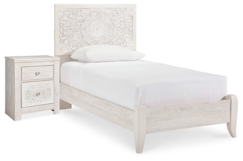 Twin Panel Bed And Nightstand