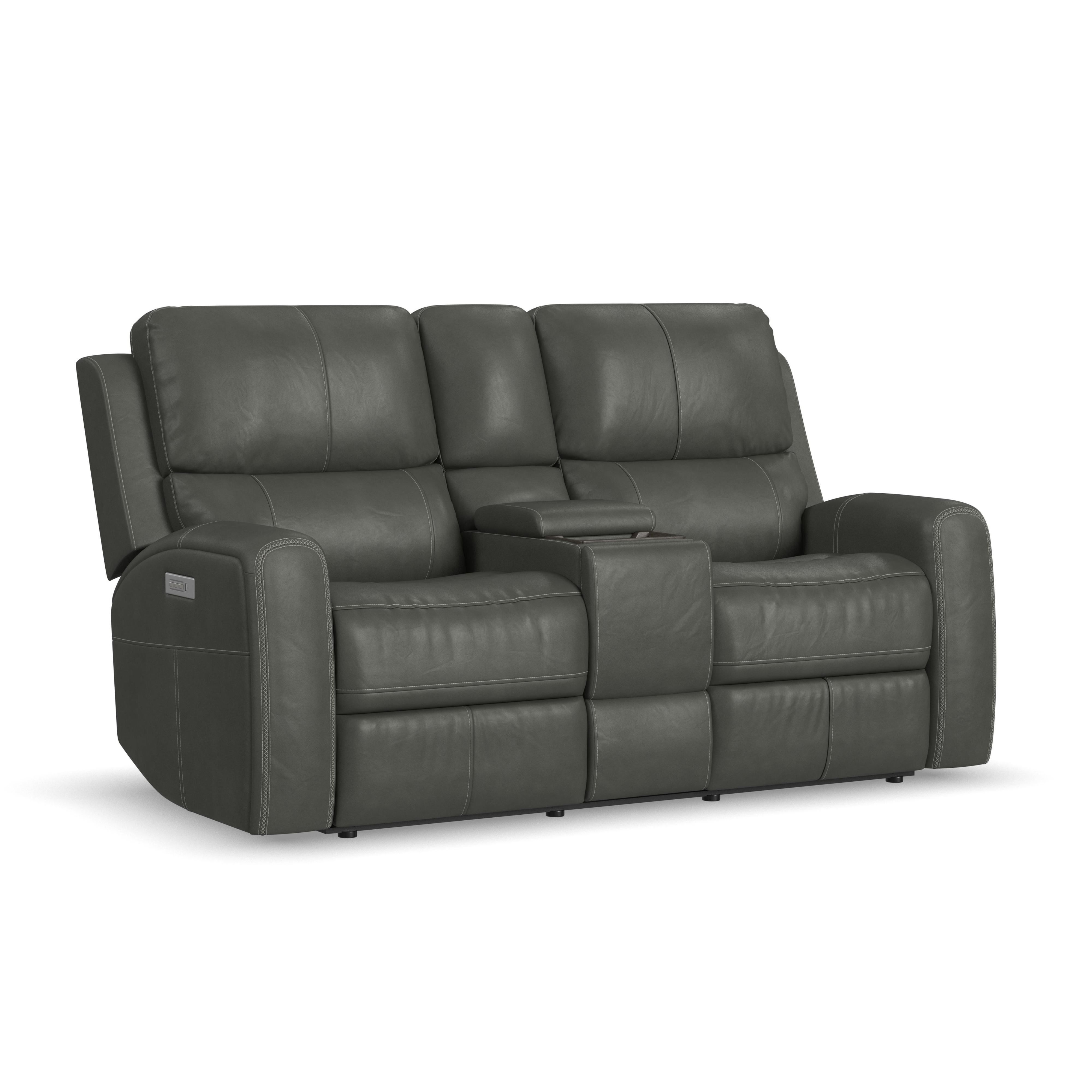 Power Reclining Console Loveseat with Power Headrests and Lumbar